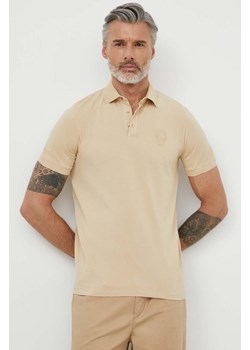 Karl Lagerfeld polo męski kolor beżowy gładki ze sklepu ANSWEAR.com w kategorii T-shirty męskie - zdjęcie 170238561