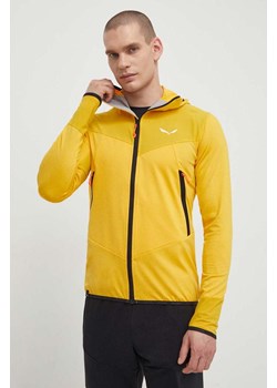 Salewa bluza sportowa Agner Hybrid męska kolor żółty z kapturem wzorzysta 00-0000027371 ze sklepu ANSWEAR.com w kategorii Bluzy męskie - zdjęcie 170238694