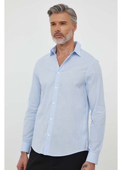 Armani Exchange koszula bawełniana męska kolor niebieski regular z kołnierzykiem klasycznym 3DZC38 ZN4OZ ze sklepu ANSWEAR.com w kategorii Koszule męskie - zdjęcie 170238962