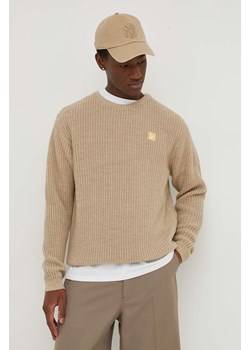 American Vintage sweter z domieszką wełny PULL ML COL ROND męski kolor beżowy MCRA18AE24 ze sklepu ANSWEAR.com w kategorii Swetry męskie - zdjęcie 170239124