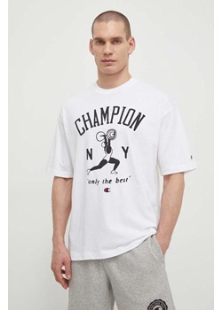 Champion t-shirt bawełniany męski kolor biały z nadrukiem 219856 ze sklepu ANSWEAR.com w kategorii T-shirty męskie - zdjęcie 170239244