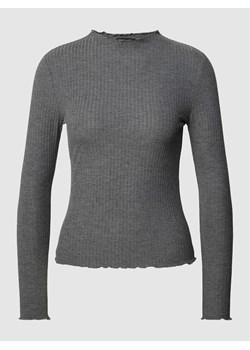 Bluzka z długim rękawem i drobnym prążkowaniem model ‘EMMA’ ze sklepu Peek&Cloppenburg  w kategorii Bluzki damskie - zdjęcie 170242662