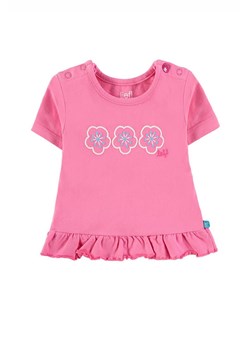 Bluzka niemowlęca z krótkim rękawem - różowa w kwiatki - Lief ze sklepu 5.10.15 w kategorii Koszulki niemowlęce - zdjęcie 170247683