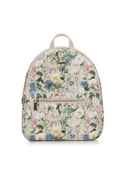 Damski plecak z ekoskóry w kwiaty zaokrąglony jasny beż ze sklepu WITTCHEN w kategorii Plecaki - zdjęcie 170258353