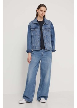Hollister Co. kurtka jeansowa damska kolor niebieski przejściowa oversize ze sklepu ANSWEAR.com w kategorii Kurtki damskie - zdjęcie 170258524