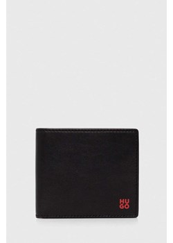 HUGO portfel skórzany męski kolor czarny ze sklepu ANSWEAR.com w kategorii Portfele męskie - zdjęcie 170258643