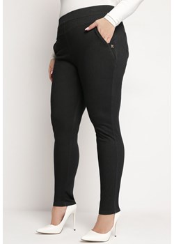 Czarne Spodnie Jegginsy z Gumką w Talii Elasande ze sklepu Born2be Odzież w kategorii Spodnie damskie - zdjęcie 170260213