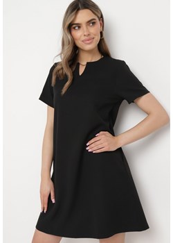 Czarna Sukienka Trapezowa Mini z Kieszeniami Hreona ze sklepu Born2be Odzież w kategorii Sukienki - zdjęcie 170260680