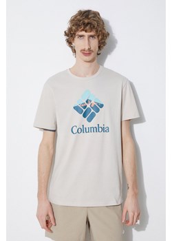 Columbia t-shirt bawełniany Rapid Ridge kolor beżowy z nadrukiem 1888813 ze sklepu ANSWEAR.com w kategorii T-shirty męskie - zdjęcie 170262581