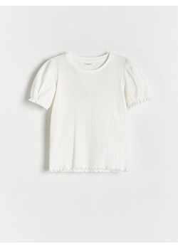Reserved - T-shirt w prążek - złamana biel ze sklepu Reserved w kategorii Bluzki dziewczęce - zdjęcie 170262853
