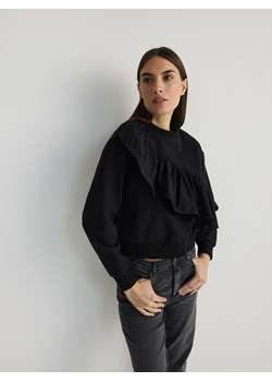 Reserved - Bluzka z falbaną - czarny ze sklepu Reserved w kategorii Bluzy damskie - zdjęcie 170263060
