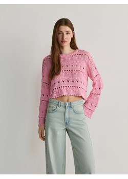 Reserved - Sweter z ażurowym splotem - fioletowy ze sklepu Reserved w kategorii Swetry damskie - zdjęcie 170263090