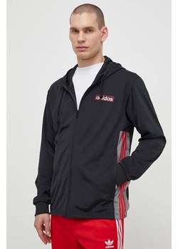 adidas Originals bluza Adibreak Full-Zip Hoodie męska kolor czarny z kapturem wzorzysta IM8209 ze sklepu PRM w kategorii Bluzy męskie - zdjęcie 170264011