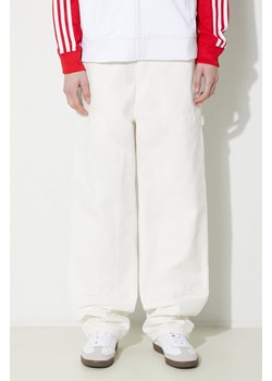 Carhartt WIP spodnie bawełniane Pierce Double Knee Pant kolor beżowy proste high waist I033139.D602 ze sklepu PRM w kategorii Spodnie damskie - zdjęcie 170264231