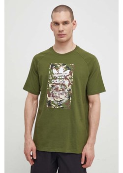 adidas Originals t-shirt bawełniany Camo Tongue męski kolor zielony z nadrukiem IS0248 ze sklepu PRM w kategorii T-shirty męskie - zdjęcie 170264331