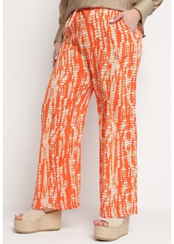 Pomarańczowe Szerokie Spodnie z Wysokim Stanem i Gumką w Pasie Miffiana ze sklepu Born2be Odzież w kategorii Spodnie damskie - zdjęcie 170267344