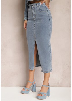 Niebieska Jeansowa Spódnica Bawełniana Midi z Rozcięciem Urbiana ze sklepu Renee odzież w kategorii Spódnice - zdjęcie 170267543