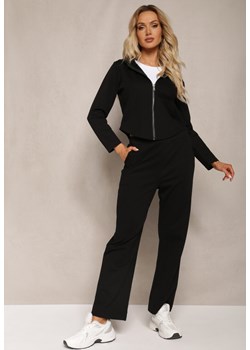 Czarny Komplet Dresowy Bluza Rozpinana z Kapturem i Luźne Spodnie Nannoe ze sklepu Renee odzież w kategorii Dresy damskie - zdjęcie 170267761