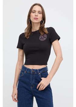 Versace Jeans Couture t-shirt damski kolor czarny 76HAHG06 CJ02G ze sklepu ANSWEAR.com w kategorii Bluzki damskie - zdjęcie 170271274