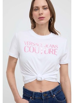 Versace Jeans Couture t-shirt bawełniany damski kolor biały 76HAHG03 CJ00G ze sklepu ANSWEAR.com w kategorii Bluzki damskie - zdjęcie 170271284