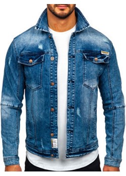 Granatowa jeansowa kurtka męska Denley MJ529BS ze sklepu Denley w kategorii Kurtki męskie - zdjęcie 170271430