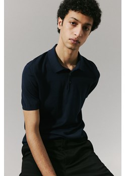 H & M - Top polo z domieszką jedwabiu Slim Fit - Niebieski ze sklepu H&M w kategorii T-shirty męskie - zdjęcie 170274150