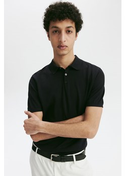 H & M - Top polo z domieszką jedwabiu Slim Fit - Czarny ze sklepu H&M w kategorii Bluzki damskie - zdjęcie 170274253