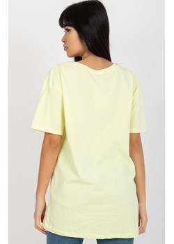 T-shirt damski z nadrukiem jasnożółty EM-TS-527-1.26X, Kolor jasnożółty, Rozmiar one size, EX MODA ze sklepu Primodo w kategorii Bluzki damskie - zdjęcie 170280710