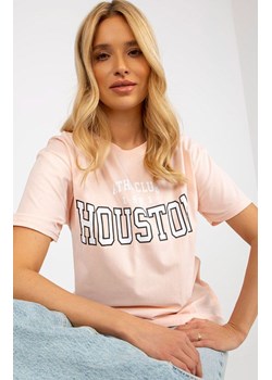 T-shirt damski jasnoróżowy z nadrukiem EM-TS-527-1.26X, Kolor jasnoróżowy, Rozmiar one size, Merribel ze sklepu Primodo w kategorii Bluzki damskie - zdjęcie 170280713
