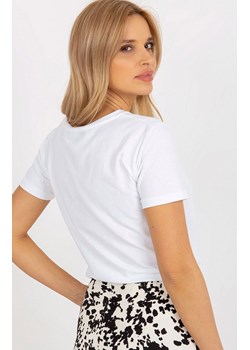 T-shirt damski z pomarańczową gwiazdą RV-TS-8626.00, Kolor biało-pomarańczowy, Rozmiar L/XL, BASIC FEEL GOOD ze sklepu Primodo w kategorii Bluzki damskie - zdjęcie 170280772