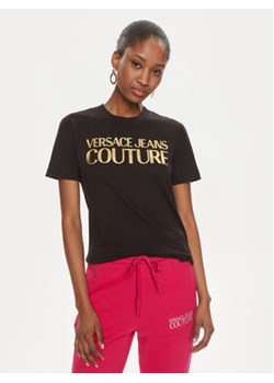 Versace Jeans Couture T-Shirt 76HAHT04 Czarny Slim Fit ze sklepu MODIVO w kategorii Bluzki damskie - zdjęcie 170283590