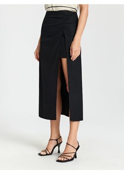 Sinsay - Spódnica midi z lnem - czarny ze sklepu Sinsay w kategorii Spódnice - zdjęcie 170287031