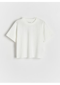 Reserved - Bawełniany t-shirt - złamana biel ze sklepu Reserved w kategorii Bluzki dziewczęce - zdjęcie 170298730