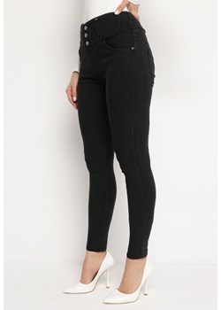 Czarne Spodnie Jegginsy z Gumką w Pasie z Ćwiekami Asvere ze sklepu Born2be Odzież w kategorii Spodnie damskie - zdjęcie 170300841