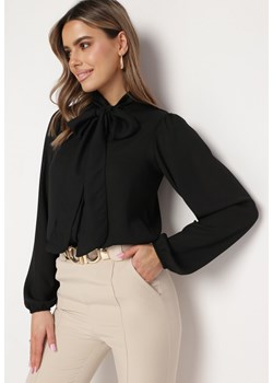 Czarna Elegancka Koszula Wiązana przy Dekolcie Sasphine ze sklepu Born2be Odzież w kategorii Koszule damskie - zdjęcie 170301270