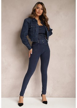 Granatowe Spodnie Jegginsy z Gumką w Talii Selirea ze sklepu Renee odzież w kategorii Spodnie damskie - zdjęcie 170301400