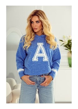 sweter ali z literą "a" polski producent j&k premium - niebieski ze sklepu STYLOWO w kategorii Swetry damskie - zdjęcie 170304022