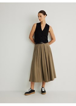 Reserved - Rozkloszowana spódnica z paskiem - zielony ze sklepu Reserved w kategorii Spódnice - zdjęcie 170304382