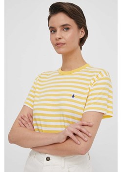 Polo Ralph Lauren t-shirt bawełniany damski kolor żółty ze sklepu ANSWEAR.com w kategorii Bluzki damskie - zdjęcie 170305581