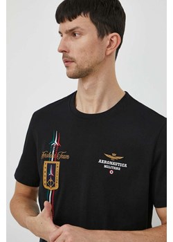 Aeronautica Militare t-shirt bawełniany męski kolor czarny z aplikacją ze sklepu ANSWEAR.com w kategorii T-shirty męskie - zdjęcie 170305650