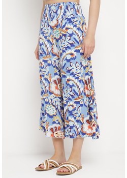 Niebieskie Wiskozowe Spodnie o Luźnym Fasonie w Ornamentalny Print Lulione ze sklepu Born2be Odzież w kategorii Spodnie damskie - zdjęcie 170308350