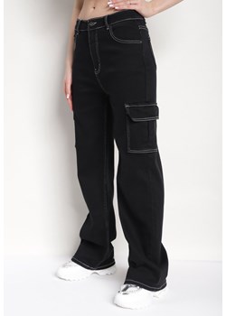 Czarne Jeansy z Szerokimi Nogawkami i Kieszeniami z Klapami Anadera ze sklepu Born2be Odzież w kategorii Spodnie damskie - zdjęcie 170308601