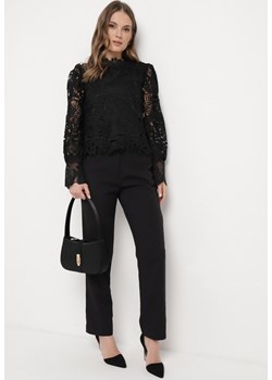 Czarne Garniturowe Spodnie z Wysokim Stanem i Prostymi Nogawkami Liea ze sklepu Born2be Odzież w kategorii Spodnie damskie - zdjęcie 170308770