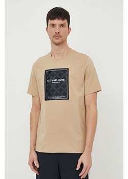 Michael Kors t-shirt bawełniany męski kolor beżowy z nadrukiem ze sklepu ANSWEAR.com w kategorii T-shirty męskie - zdjęcie 170314184