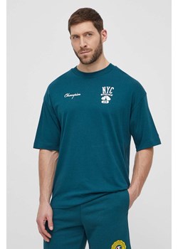 Champion t-shirt bawełniany męski kolor zielony z nadrukiem 219855 ze sklepu ANSWEAR.com w kategorii T-shirty męskie - zdjęcie 170314221