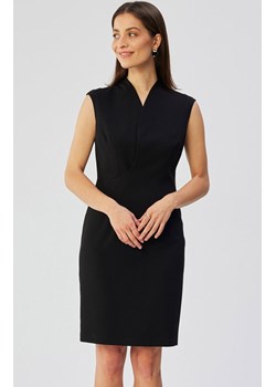 Czarna sukienka z finezyjnym dekoltem na zakładkę S360, Kolor czarny, Rozmiar L, Stylove ze sklepu Primodo w kategorii Sukienki - zdjęcie 170320844