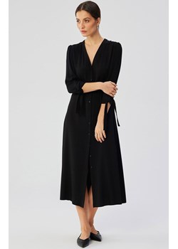 Czarna sukienka midi z wiązanymi mankietami S365, Kolor czarny, Rozmiar L, Stylove ze sklepu Primodo w kategorii Sukienki - zdjęcie 170320912