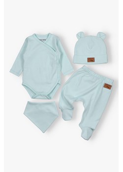 Wyprawka dla noworodka - body-półśpiochy-czapka-apaszka - niebieski ze sklepu 5.10.15 w kategorii Komplety niemowlęce - zdjęcie 170326271