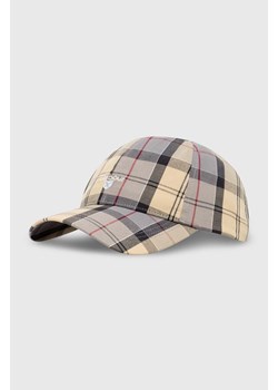 Barbour czapka z daszkiem bawełniana Tartan Sports Cap kolor beżowy wzorzysta MHA0617 ze sklepu PRM w kategorii Czapki z daszkiem męskie - zdjęcie 170329582