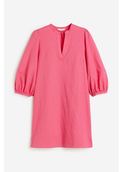H & M - Sukienka tunikowa z domieszką lnu - Różowy ze sklepu H&M w kategorii Sukienki - zdjęcie 170331793